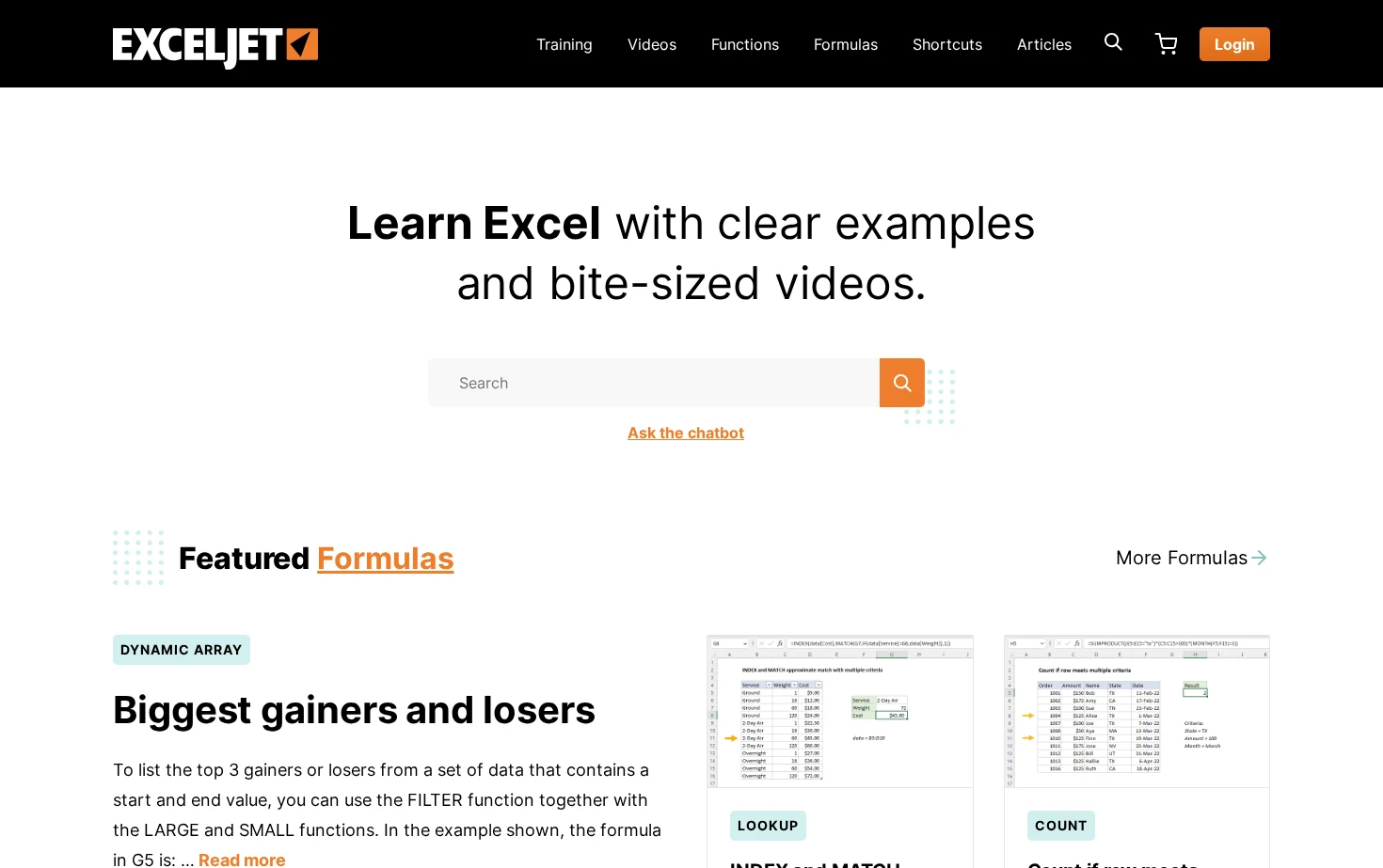 Exceljet 页面快照